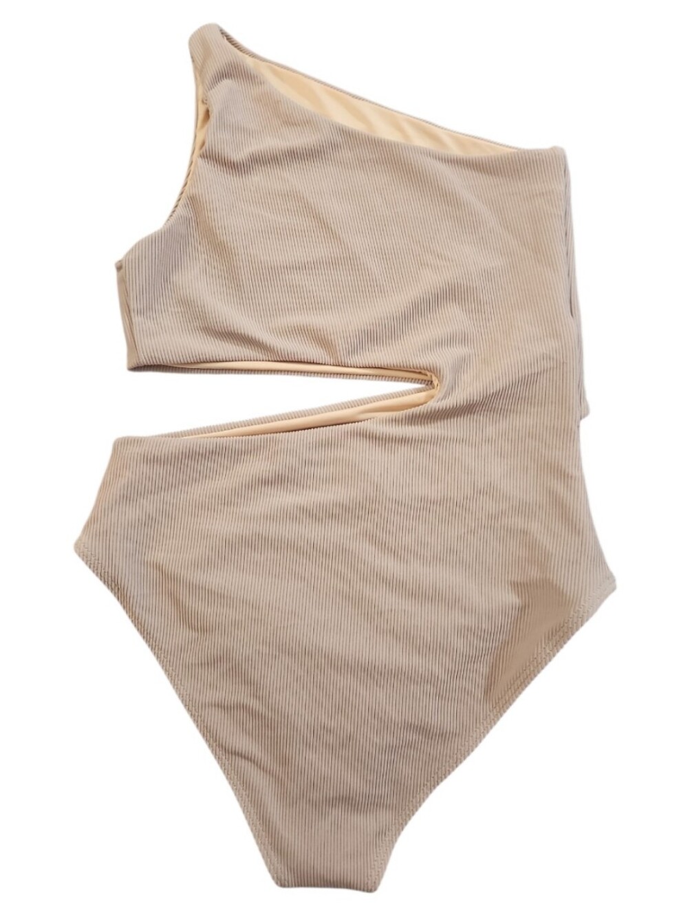 Beach Riot Celine Ribbed Cutout One Piece Swimsuit Taupe Tan Sz XS New - Picture 8 of 11